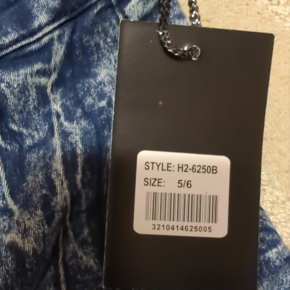 VIP NWT New York Acid Bleach Paint Splatter Jeans Denim Blue/White 5/6 Tied Legs - Picture 6 of 15